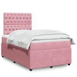vidaXL Box spring postelja z vzmetnico roza 120x200 cm žamet | Shoptok.si