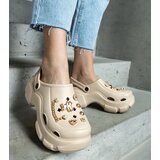 Gemre Beige platform mules with decorations Aria | Shoptok.si