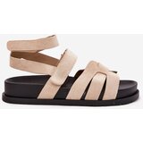 Boto Eco Suede Women's Sandals With Velcro Beige Valpera | shoptok.hr