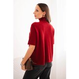 Kesi Włoski Women's loose-fitting short-sleeve sweater burgundy | Shoptok.si