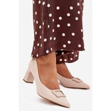 Boto Heels With Decorative Buckle Beige Seriva | shoptok.hr