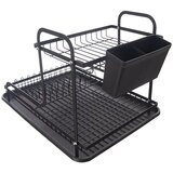 Orion Črn kovinski dvonadstropni odcejalnik posode 42,5x32 cm Radka – | Shoptok.si