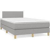 vidaXL Box spring postelja z vzmetnico LED sv. siva 120x190 cm blago Cene