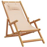  Sklopive stolice za plažu 2 kom od tkanine i masivnog drva bež | shoptok.hr