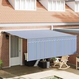vidaXL retraktilna tenda modre in bele črte 400 × 300 cm | Shoptok.si