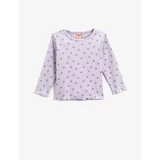 Koton Long Sleeve Floral T-Shirt, Textured Round Neck