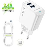 BAVIN punjač 2xUSB-A 2,4A + kabl lightning bela ( 90006 ) Cene