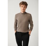 Avva Men's Mink Knitwear Sweater Half Turtleneck Front Textured Cotton Regular Fit cene