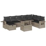 Maison Chic Seti vrtnega pohištva - Vrtna garnitura - Vrtni pohištvo set 9-delna z blazinami sv. siv poli ratan, (21796103) | Shoptok.si
