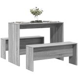 vidaXL Komplet jedilne mize in klopi 3-delni siva sonoma inž. les | Shoptok.si