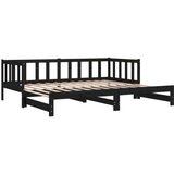  Dnevni ležaj na izvlačenje crni 2x(90x190) cm masivna borovina | shoptok.hr