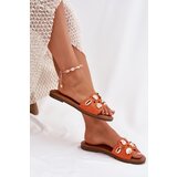 Boto Women's Flat Sandals With Golden Pins Orange Nalothiel | shoptok.hr