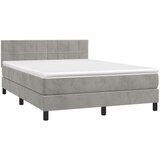 vidaXL Box spring postelja z vzmetnico svetlo siv 140x190 cm žamet | Shoptok.si
