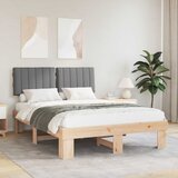 vidaXL Posteljni okvir z oblazinjenim vzglavjem Svetlo siva | Shoptok.si
