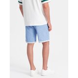 Ombre Men's LOOSE FIT melange fabric shorts - light blue Cene