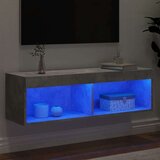 TV ormarić s LED svjetlima siva boja betona 100x30x30 cm | shoptok.hr