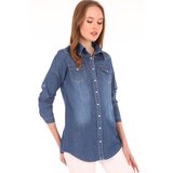 Bigdart 3411 Double Pocket Denim Shirt with Snap Fastener Cene