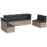 Maison Chic Seti vrtnega pohištva - Vrtna garnitura - Vrtni pohištvo set 8-delna z blazinami sv. siv poli ratan, (21804549) | Shoptok.si