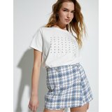 Koton Mini Tweed Short Skirt Normal Waist Buttoned Cene