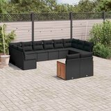  12-dijelni set vrtnih sofa od poliratana s jastucima crni | shoptok.hr