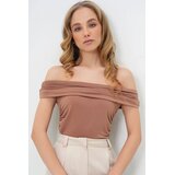 Trend Alacati Stili Ženska bluza bez rukava Alc-X13492, Brod izrez, Bež | Eponuda.com