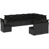  10-dijelni set vrtnih sofa s jastucima crni od poliratana | shoptok.hr