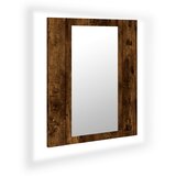 Maison Chic LED Kopalniška omarica - Kopalniški kabinet z ogledalom dimljeni hrast 40x12x45 cm, (21794819) | Shoptok.si