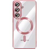 AVIZAR Mehko ohišje MagSafe za Galaxy S26 Plus, odporno na udarce, s kromiranim robom, Fuksija, (5000189050) | Shoptok.si