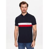 Tommy Hilfiger Polo majica Chest Colorblock MW0MW30766 Mornarsko modra Slim Fit | Shoptok.si
