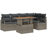 vidaXL 6-dijelni set vrtne sofe s jastučićima siva poli ratan akacija, 2-sjedna vrtna sofa s jastučićima siva poli ratan Cijene