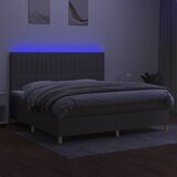  box spring s madracem LED smeđesivi 200x200 cm tkanina | shoptok.hr