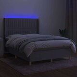  Box spring postelja z vzmetnico LED sv. siva 140x200 cm blago, (20930415) | Shoptok.si