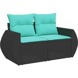  Vrtna garnitura - 6-dijelni set vrtnih sofa s jastucima crni od poliratana bagrem - Crna 1 | shoptok.hr