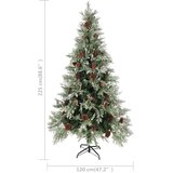  Osvijetljeno božićno drvce i šiške zeleno-bijelo 225 cm PVC/PE | shoptok.hr