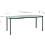 In vrtni stol svjetlosivi 190 x 90 x 74 cm od aluminija i stakla | shoptok.hr