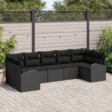 vidaXL vrtni kavč komplet Set 7 Črna Polietilen ratan, poliester, jeklo | Shoptok.si