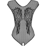 Obsessive B112 - Body brez rokavov, angelska krila, odprt vrat (črna) - XL/XXL | Shoptok.si