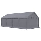 Outsunny vrtni šotor za zabavo 7,95x3,95 m z vrati na tečajih in odstranljivimi ploščami, za dvorišče in teraso, temno siv, (20744513) | Shoptok.si