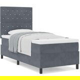 vidaXL Box Spring postelja z vzmetnico temno siva 100x200 cm žamet | Shoptok.si