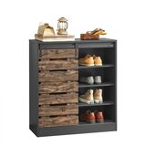 SoBuy omara za shranjevanje z drsnimi vrati v sivi barvi v rustikalnem slogu, (20815029) | Shoptok.si