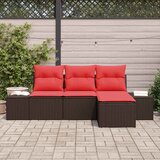  Set sofe s jastukom 4 pcs Smeđa Poli Ratan | shoptok.hr