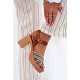 Zazoo Leather Heeled Sandals With Braiding On Straps Brown 40460 | shoptok.hr