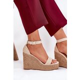 Boto Wedge Sandals For Women With Braiding Beige Adelio | Shoptok.si