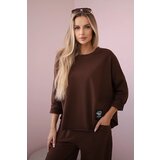 Kesi Włoski Cotton sweatshirt pants set brown | Shoptok.si