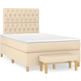 vidaXL Box spring postelja z vzmetnico krem 120x200 cm blago, (20896092) Cene