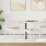  Stolac za blagovanje 2 pcs bijela i prirodna Čvrsto drvo | shoptok.hr