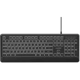 KB-UML-04 Slim wired backlight keyboard, black, US layout