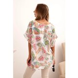 Kesi Włoski Women's cotton blouse with butterfly motif short sleeve white | Shoptok.si