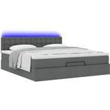 vidaXL Otomanski posteljni okvir z vzmetnicami siv 200x200 cm blago | Shoptok.si