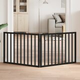 vidaXL Vrata za pse zložljiva 2 panela črna 160 cm topolovina | Shoptok.si
